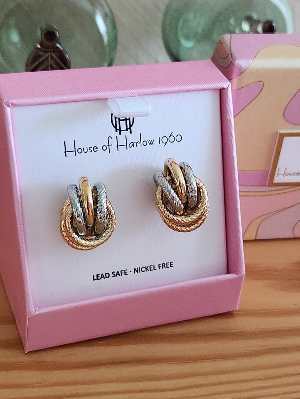 House of Harlow 1960 Two-Tone Knot Stud Earrings Gold And Silver
